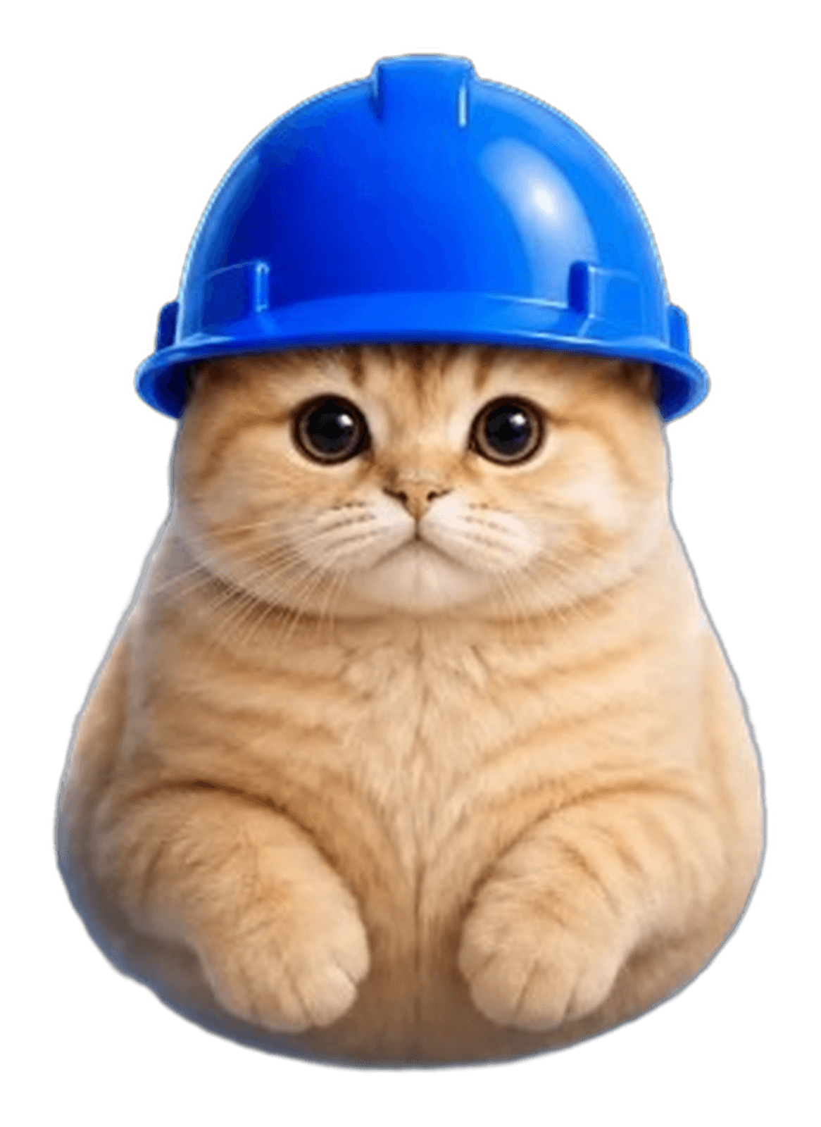 Basecat wearing a blue hard hat
